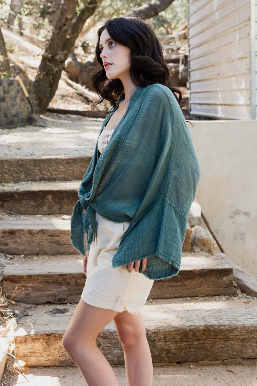Flounce Tie-Front Kimono Wrap - NeoKira Unlimited