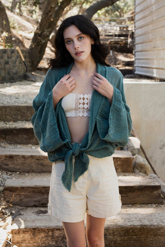 Flounce Tie-Front Kimono Wrap - NeoKira Unlimited