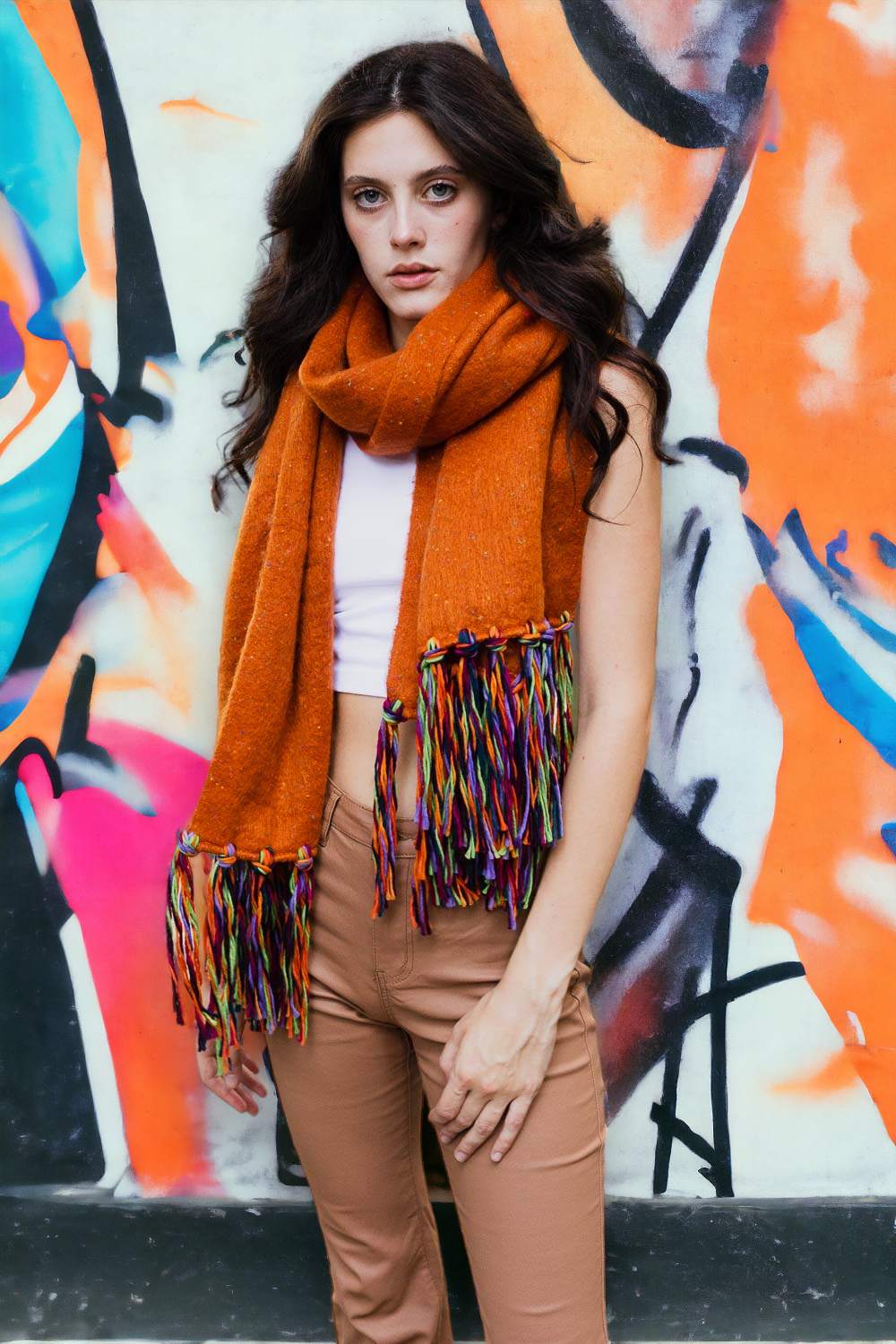 Frayed Bohemian Flow Scarf Scarves Leto Collection   