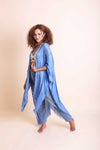 Frayed Trim Kimono Kimono Leto Collection Blue  