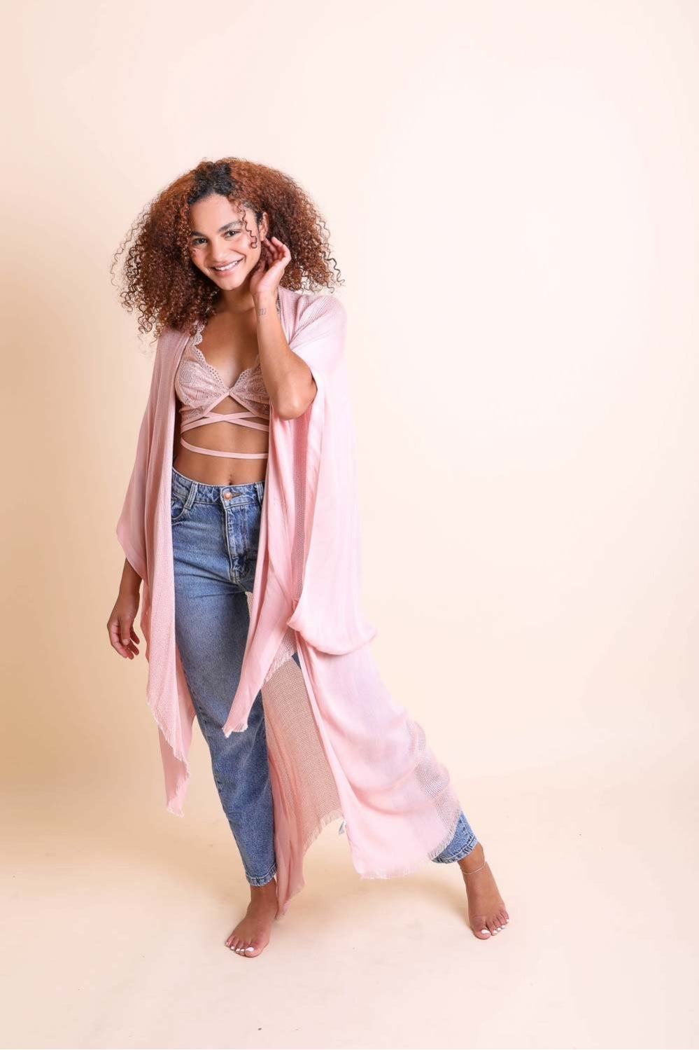 Frayed Trim Kimono - NeoKira Unlimited