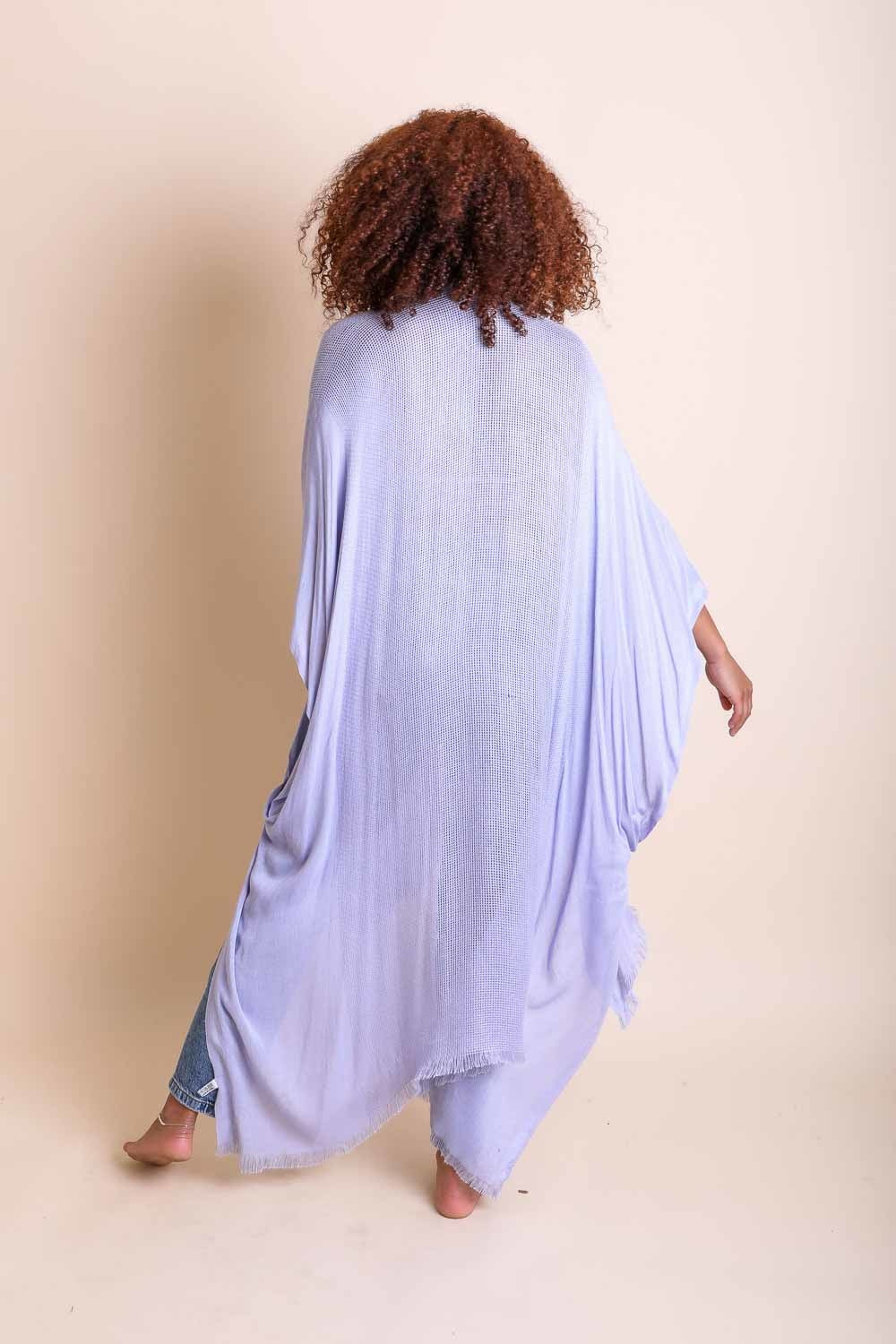 Frayed Trim Kimono Kimono Leto Collection   