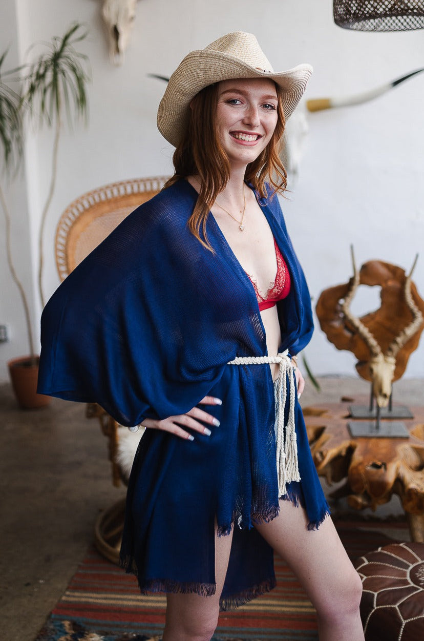 Frayed Trim Kimono - NeoKira Unlimited