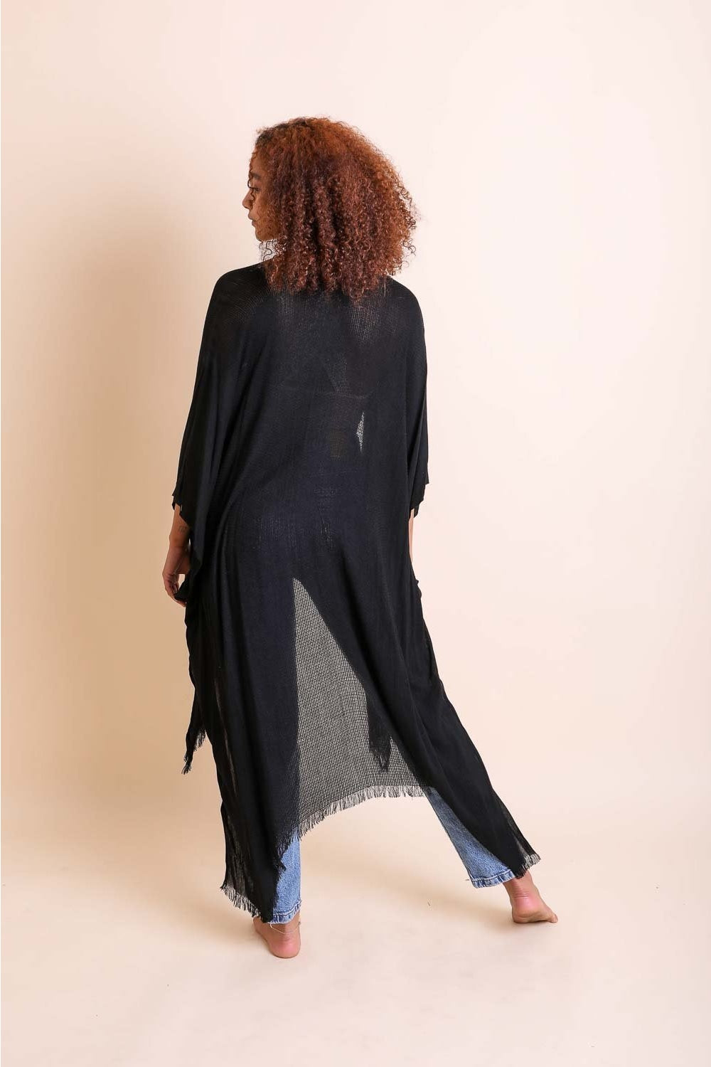 Frayed Trim Kimono - NeoKira Unlimited