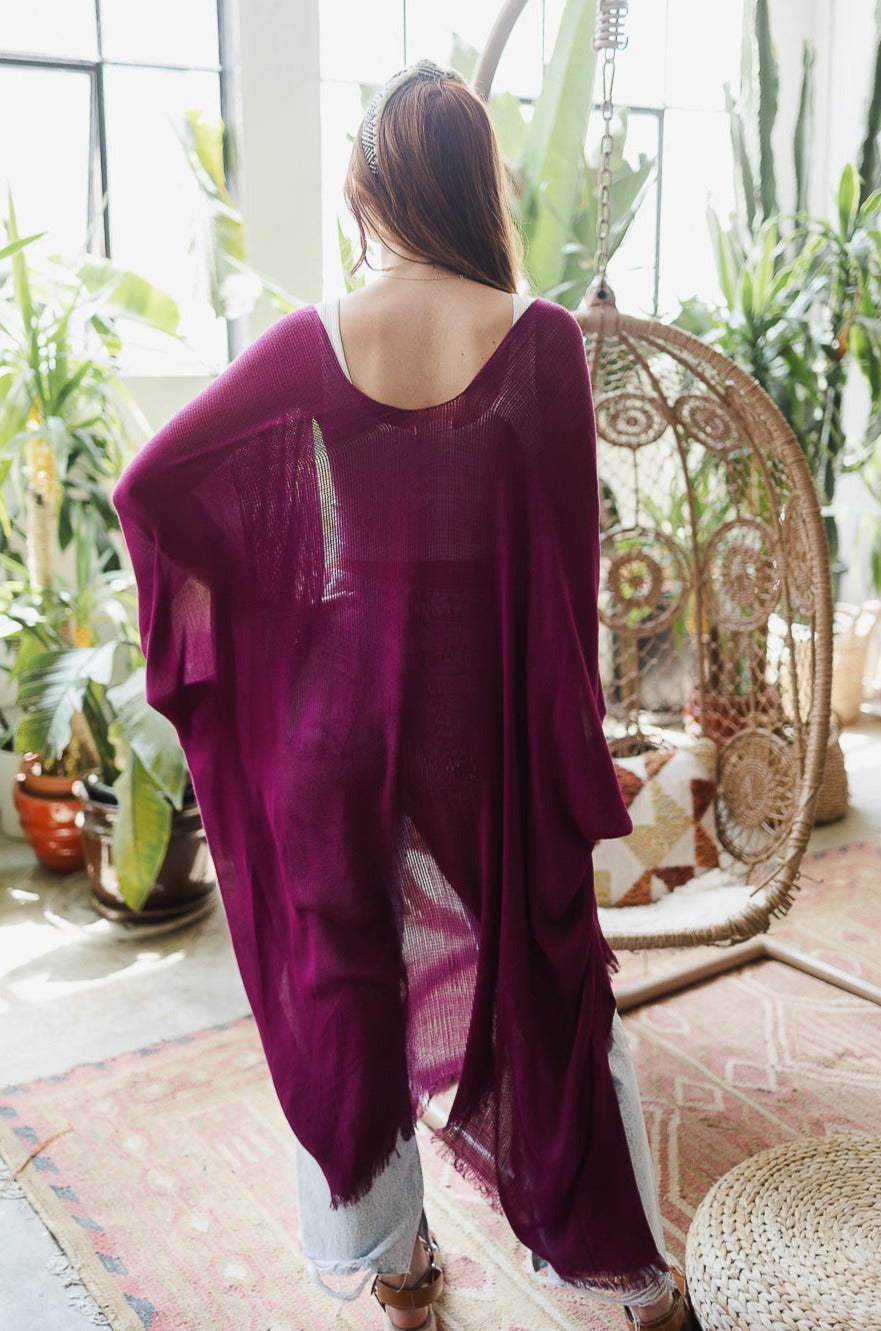 Frayed Trim Kimono - NeoKira Unlimited