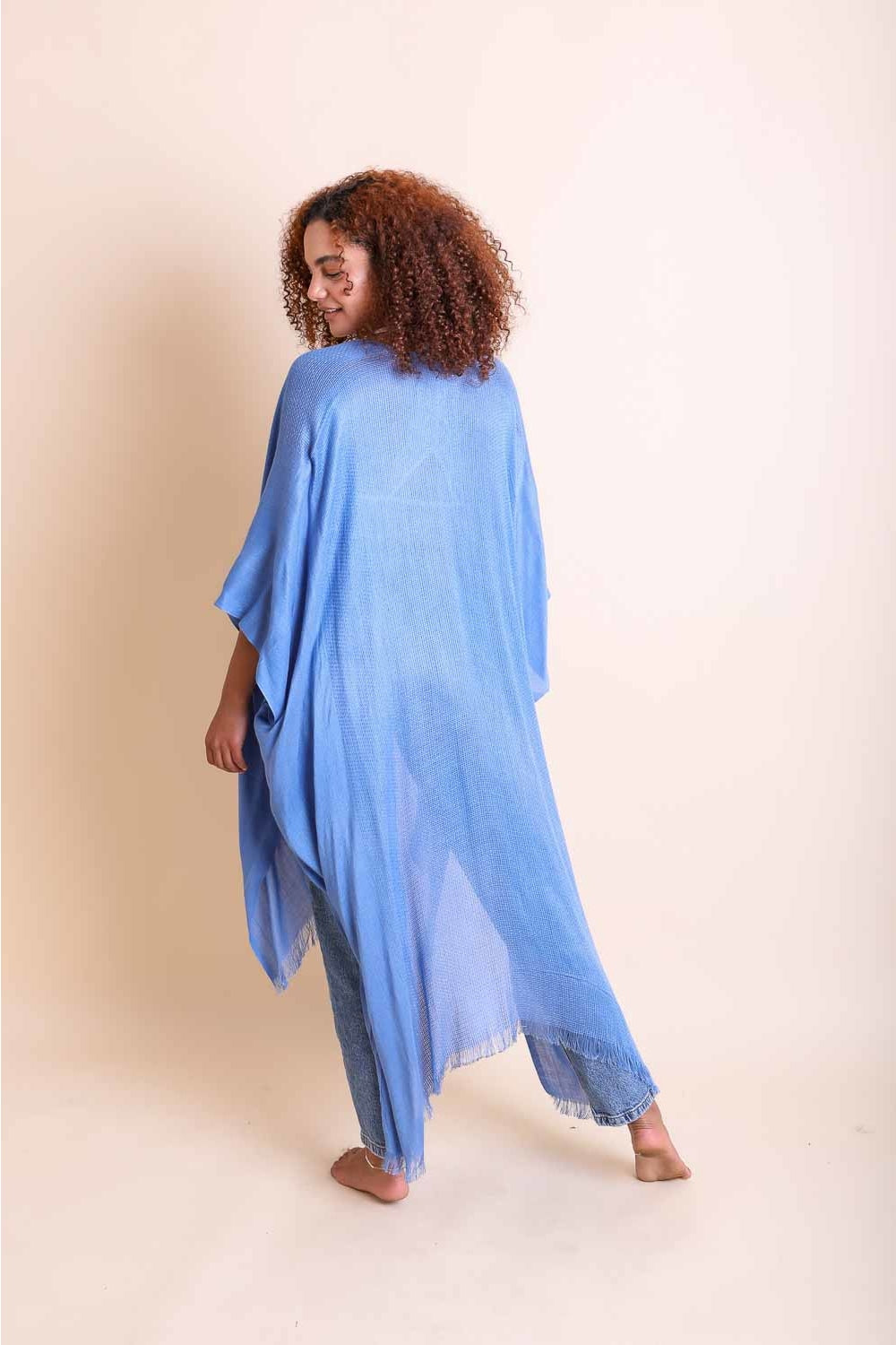 Frayed Trim Kimono Kimono Leto Collection   