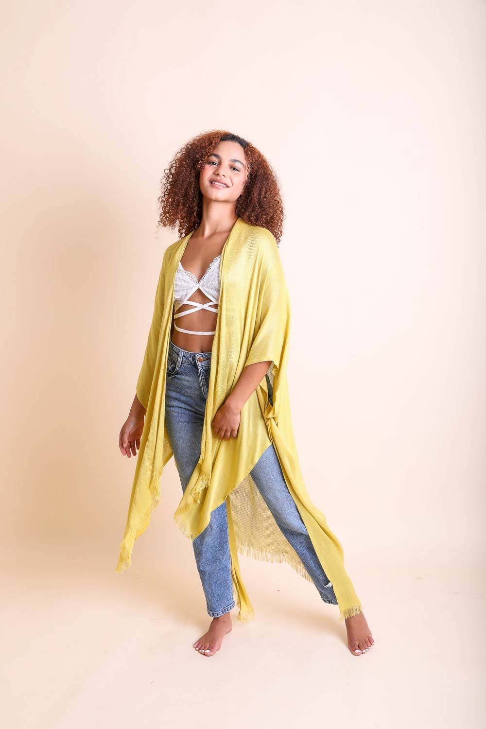 Frayed Trim Kimono - NeoKira Unlimited