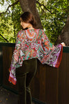 Free Spirit Boho Tie Front Wrap w/ Armholes Kimono Leto Collection   