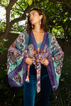 Free Spirit Boho Tie Front Wrap w/ Armholes Kimono Leto Collection   