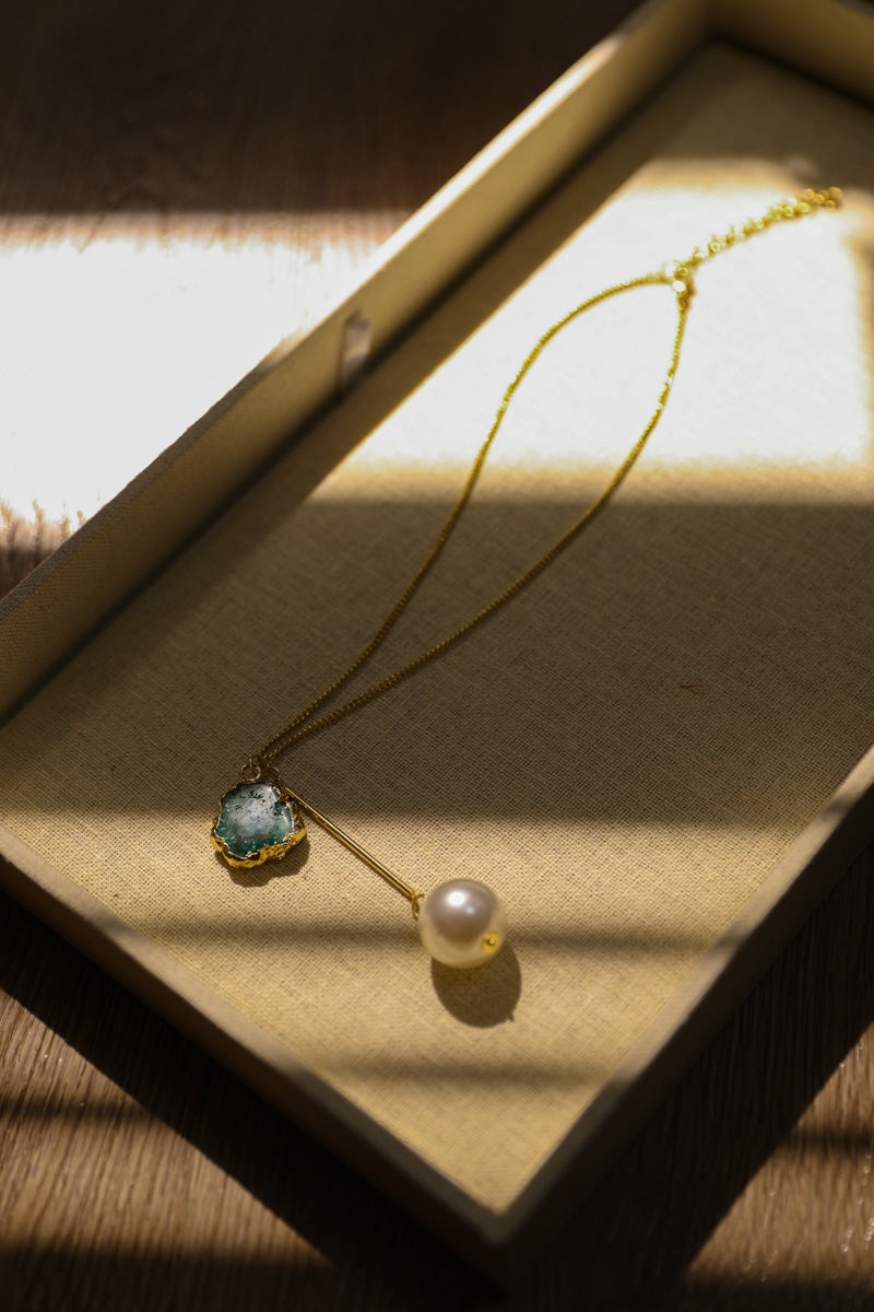 Gem and Pearl Pendant Necklace - NeoKira Unlimited