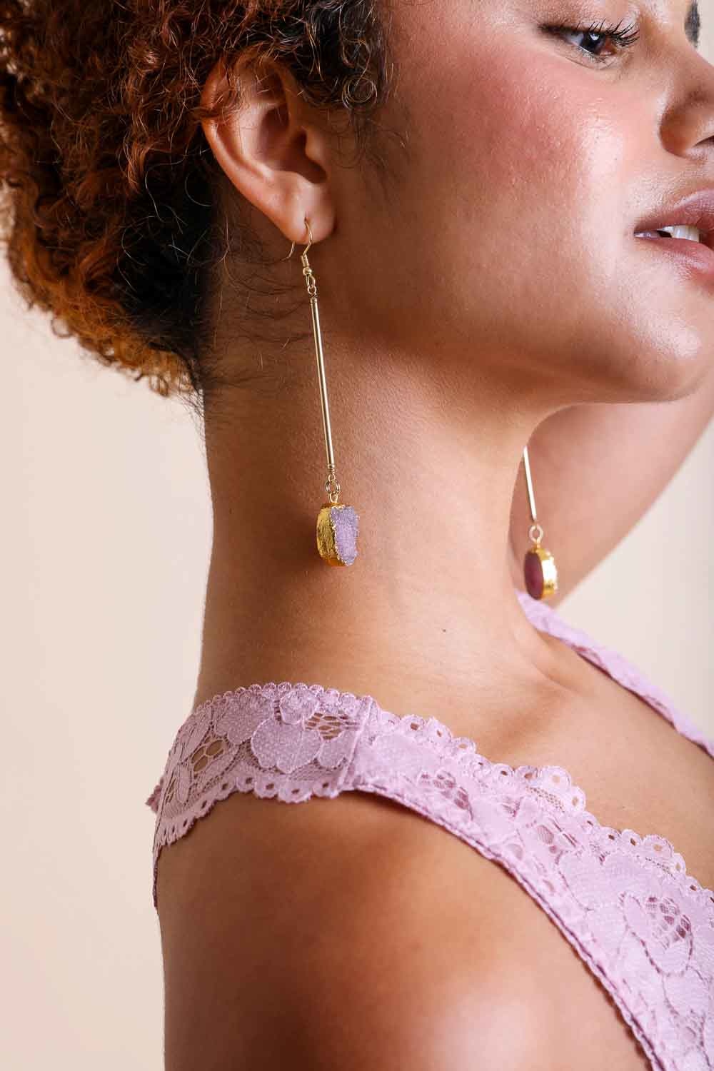 Gemstone Drop Earrings - NeoKira Unlimited