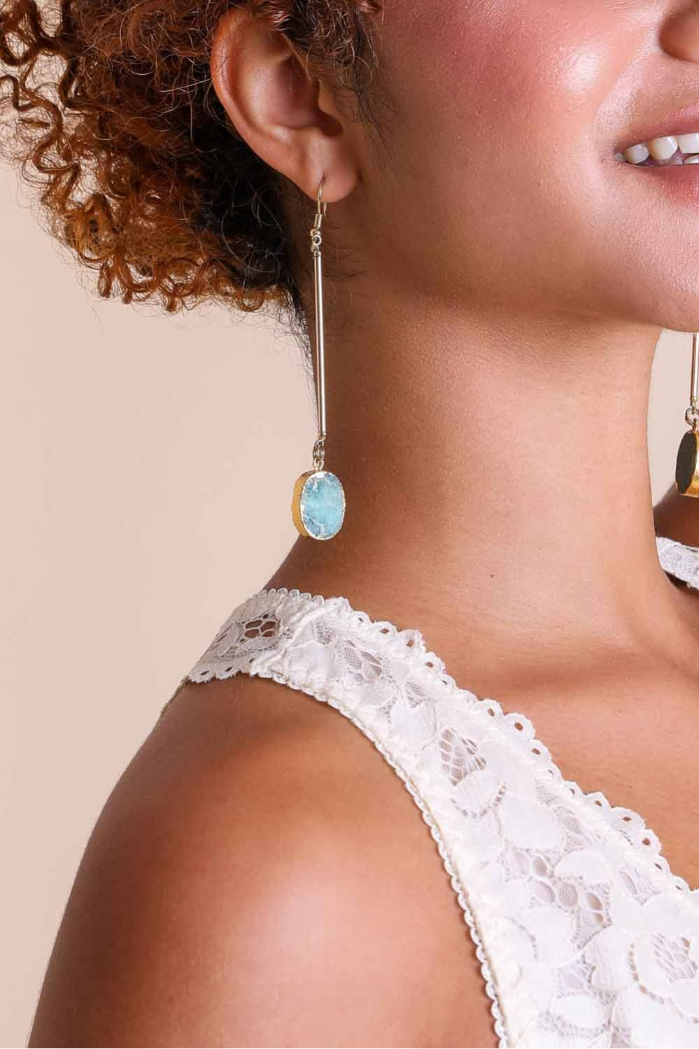 Gemstone Drop Earrings - NeoKira Unlimited
