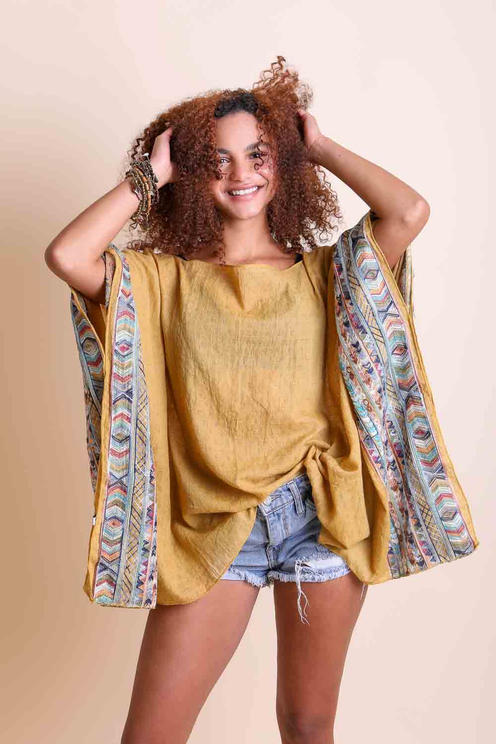 Geometric Embroidered Tunic Kimono Leto Collection   