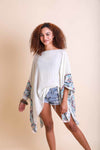 Geometric Embroidered Tunic Kimono Leto Collection Ivory  