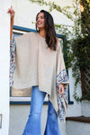 Geometric Embroidered Tunic Kimono Leto Collection Mocha  