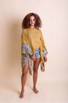 Geometric Embroidered Tunic Kimono Leto Collection Mustard  