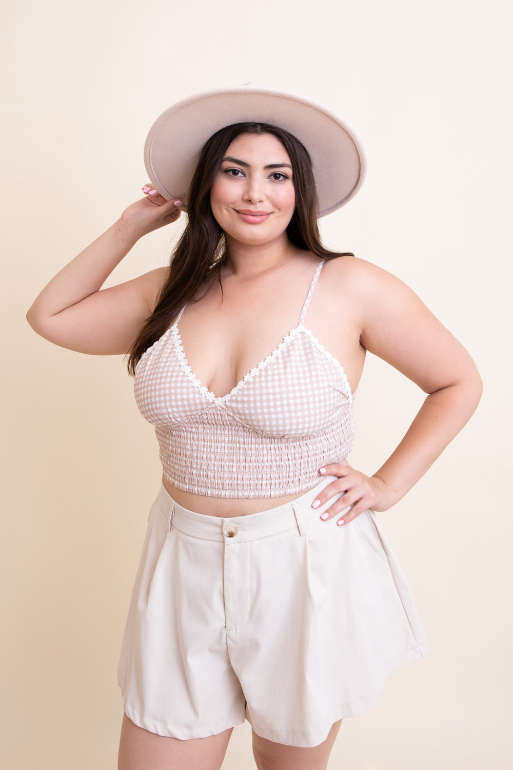 Gingham Smocked Bralette Plus - NeoKira Unlimited
