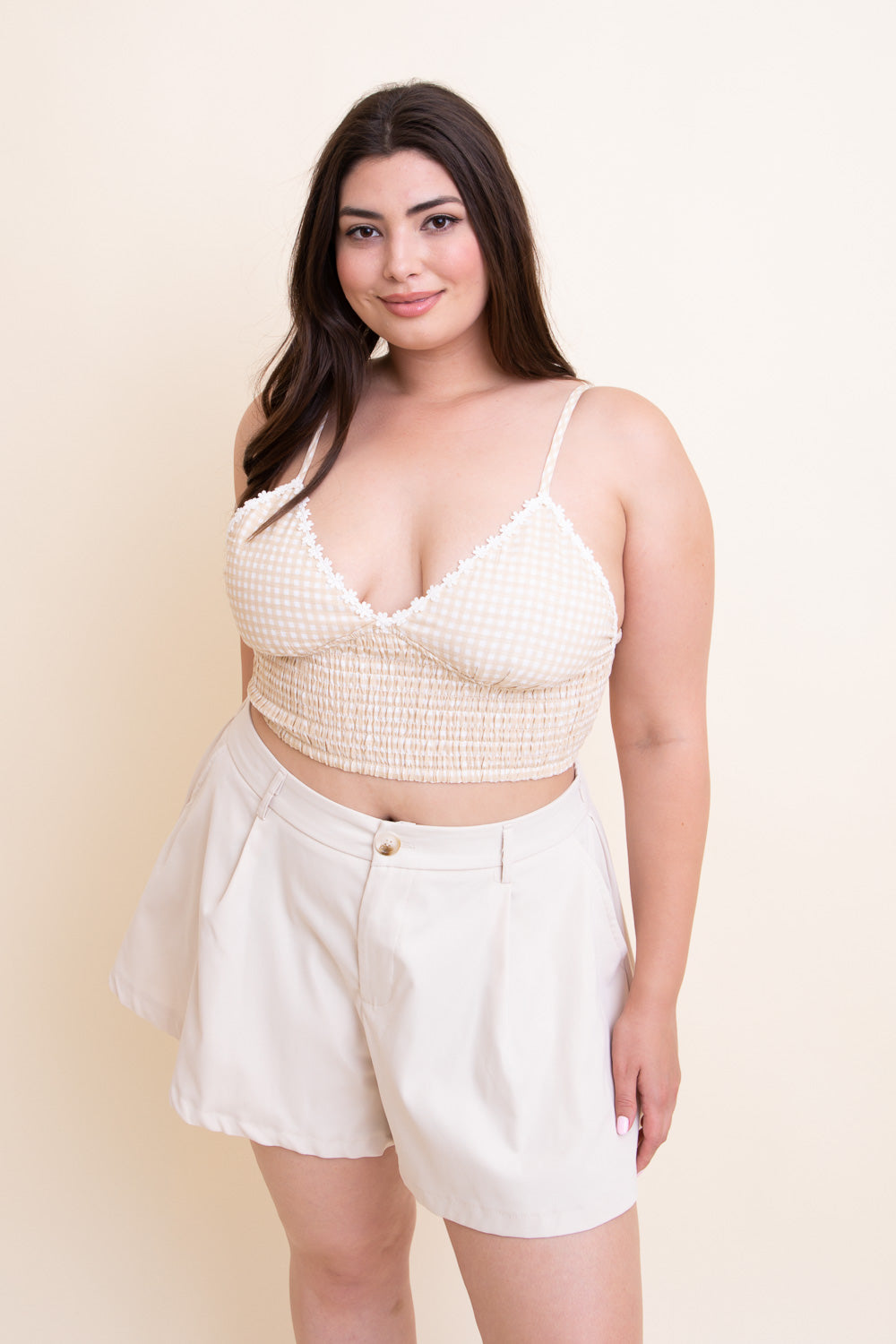 Gingham Smocked Bralette Plus - NeoKira Unlimited