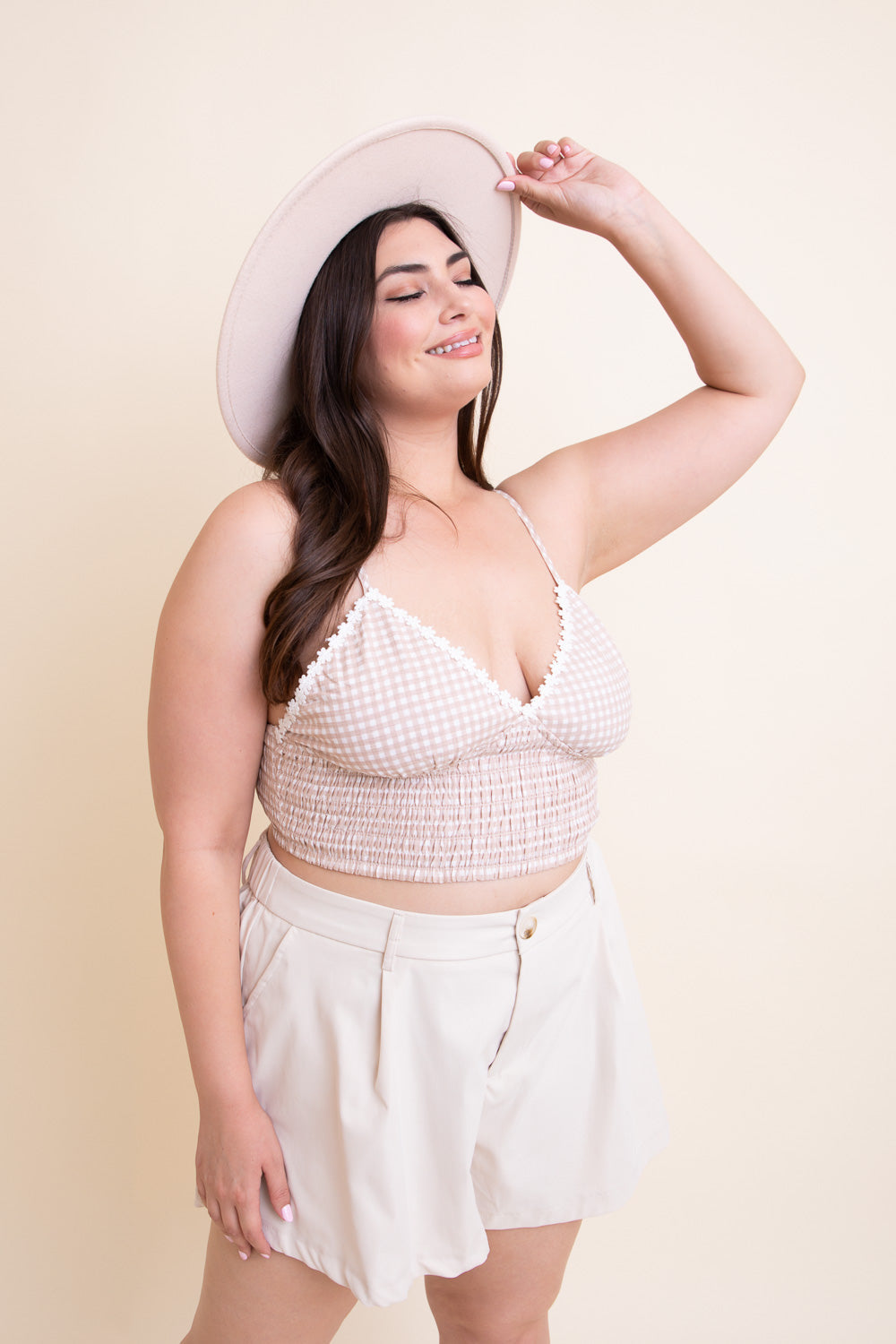 Gingham Smocked Bralette Plus - NeoKira Unlimited