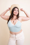 Gingham Smocked Bralette Plus Bralette Plus Leto Collection Sage  