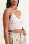 Gingham Smocked Bralette Bralette Leto Collection Small Beige 