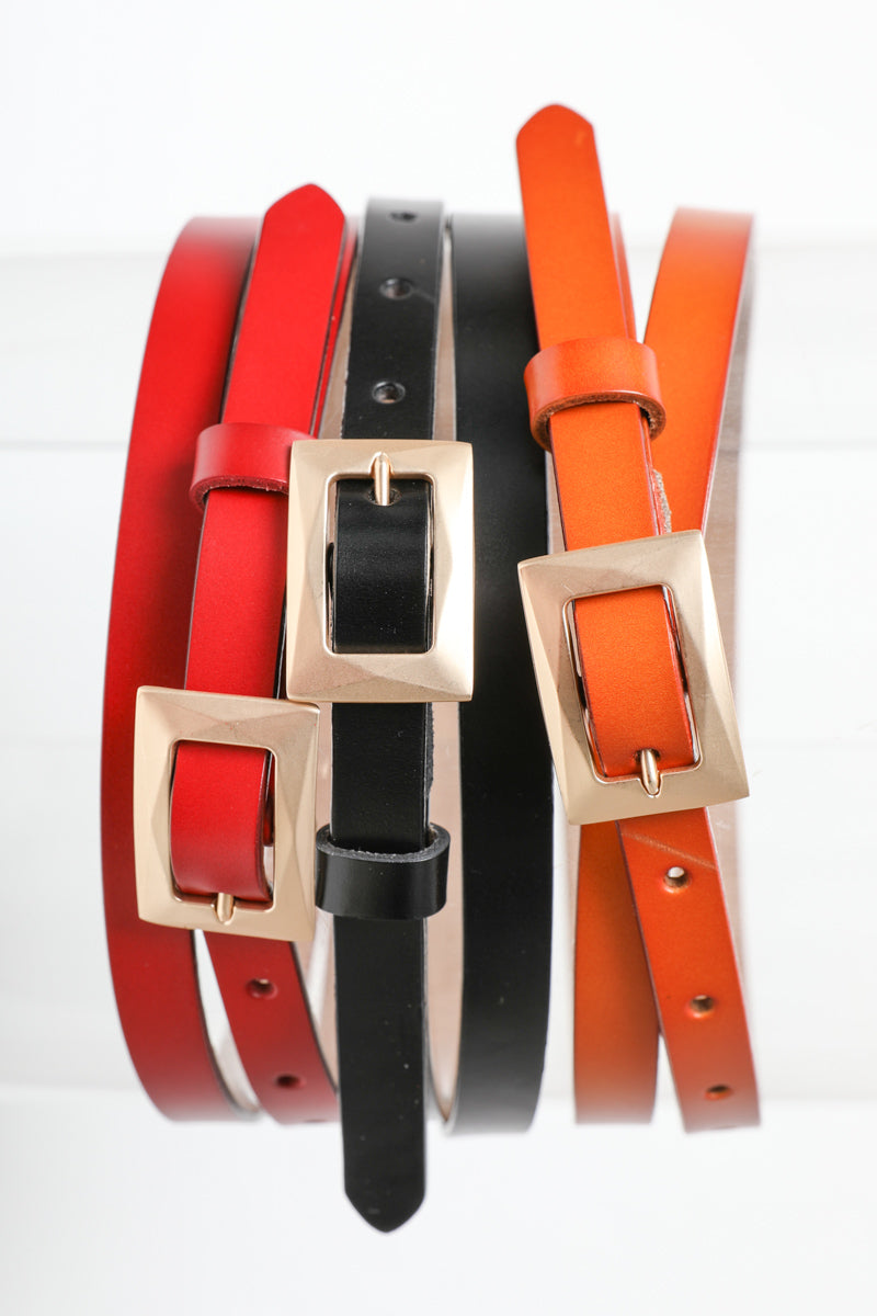 Gold Buckle Skinny Belt – Chic and Elegant - NeoKira Unlimited