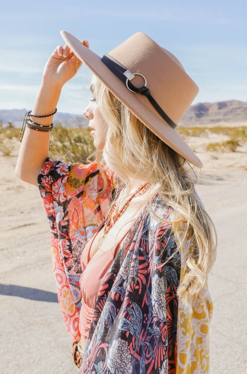 Gold Ring Buckle Bolero Hat Hats Leto Collection Tan  