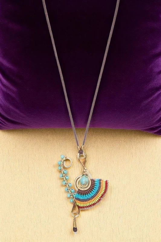 Boho-Chic Handmade Woven Wired Pendant Long Adjustable Necklace - NeoKira Unlimited
