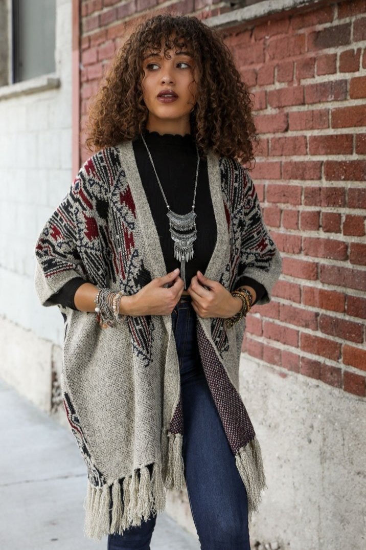 Heather Argyle Knit Ruana - NeoKira Unlimited