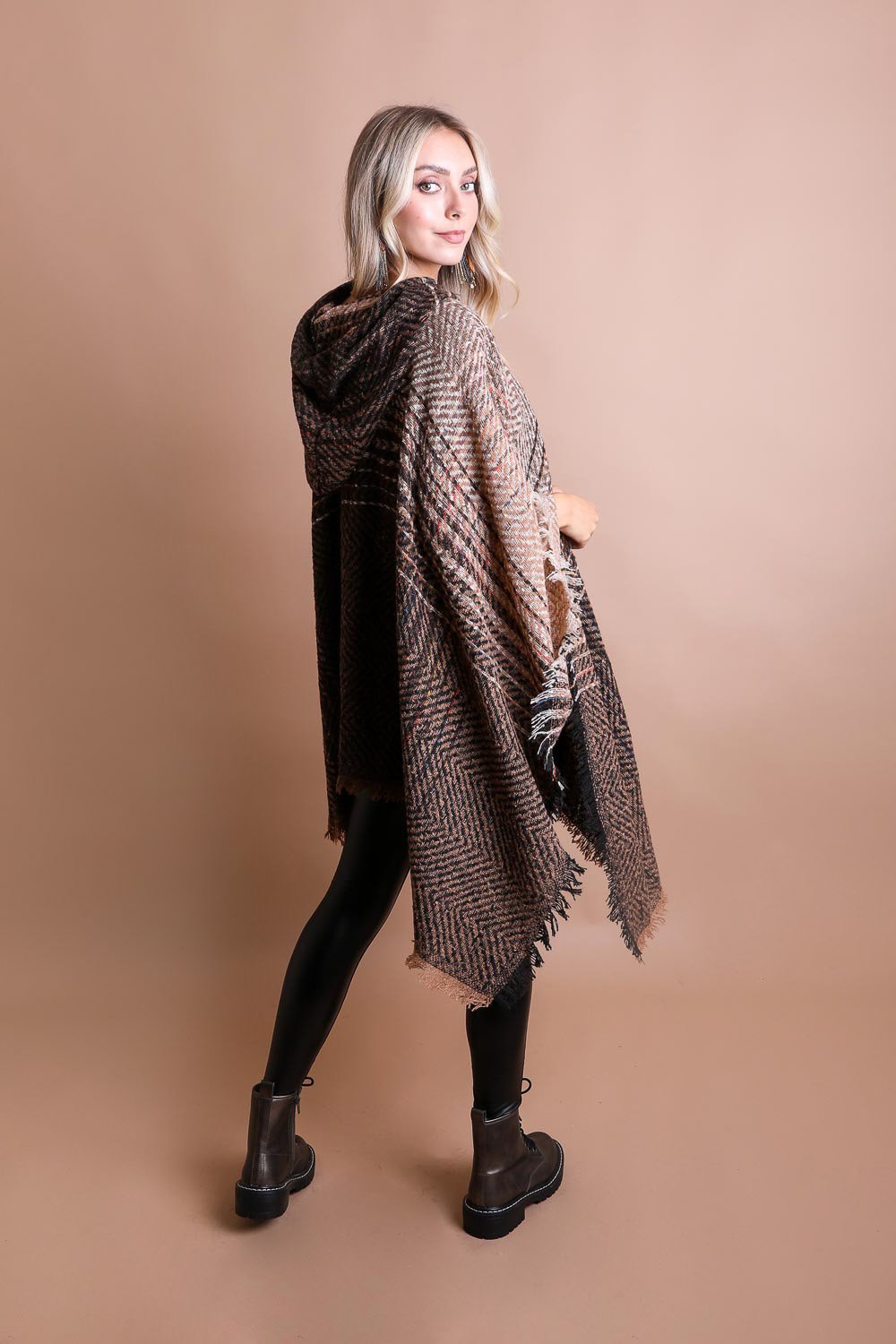 Herringbone Hooded Poncho - NeoKira Unlimited