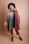 Herringbone Hooded Poncho Ponchos Leto Collection Rust  