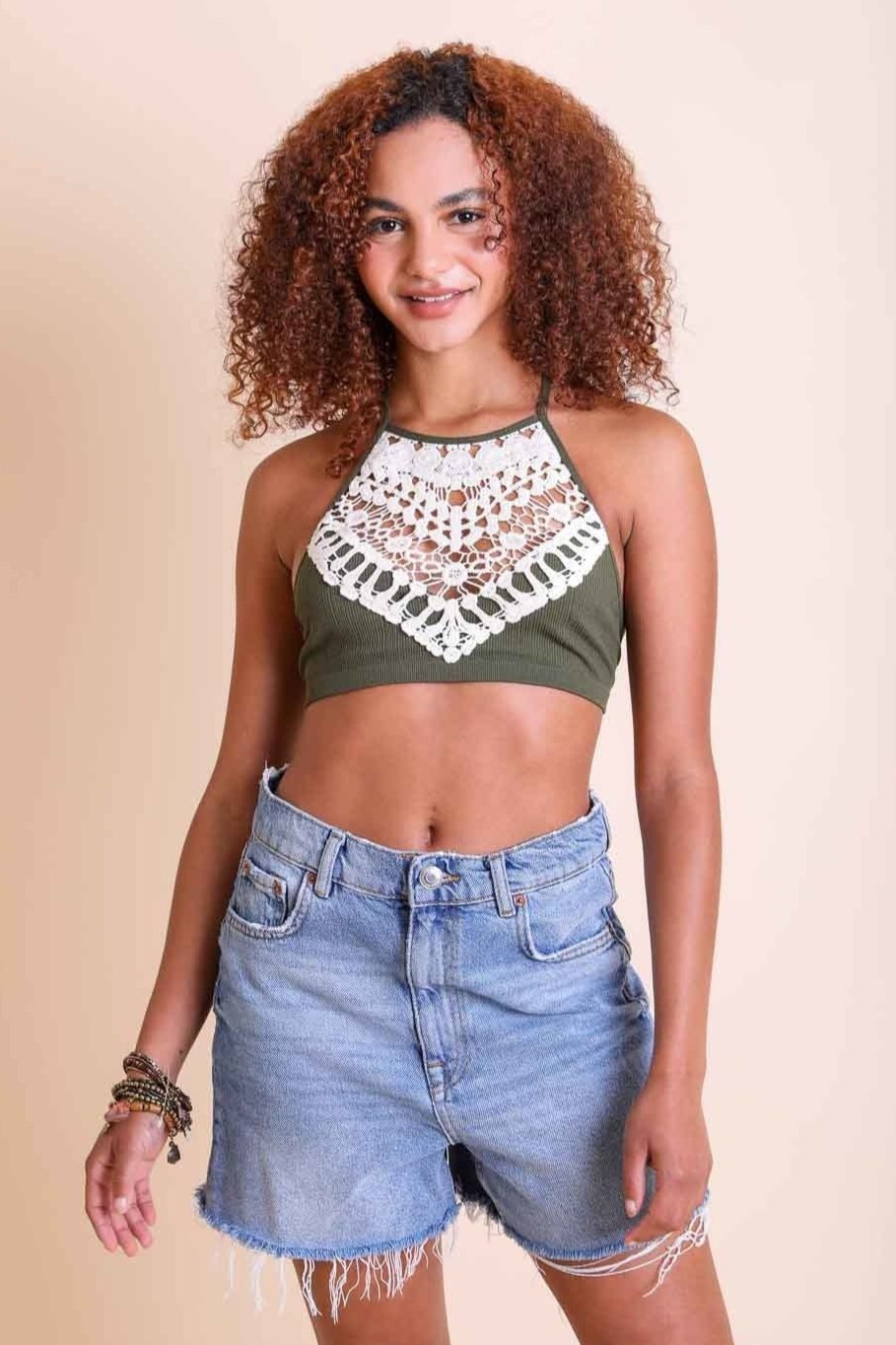 High Neck Crochet Lace Bralette – Stylish Layering Essential - NeoKira Unlimited