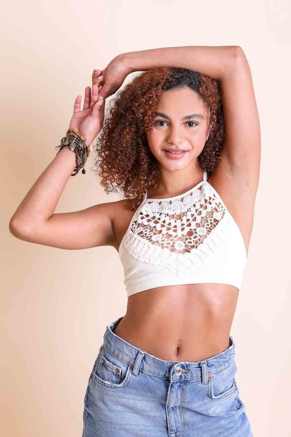 High Neck Crochet Lace Bralette – Stylish Layering Essential - NeoKira Unlimited