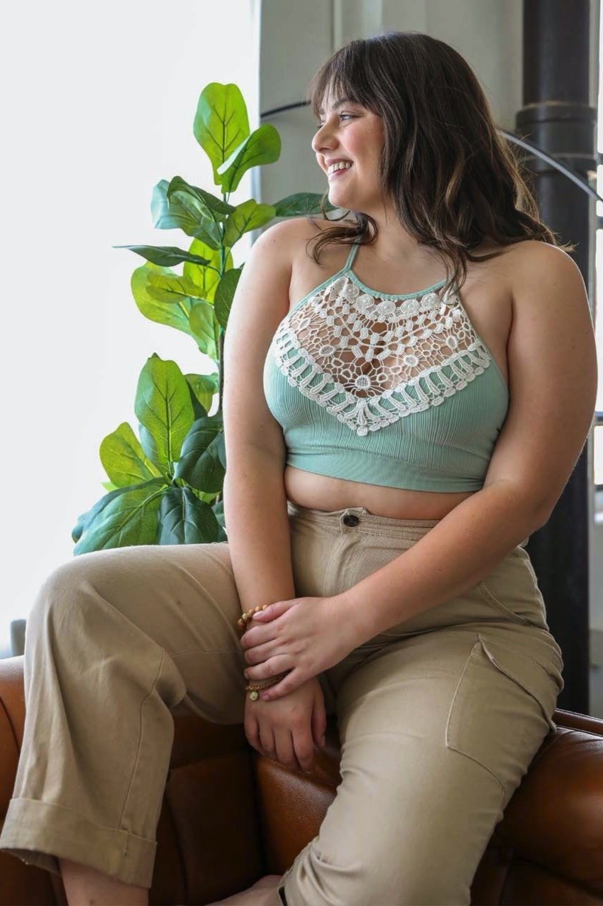 High Neck Crochet Lace Bralette – Stylish Layering Essential - NeoKira Unlimited