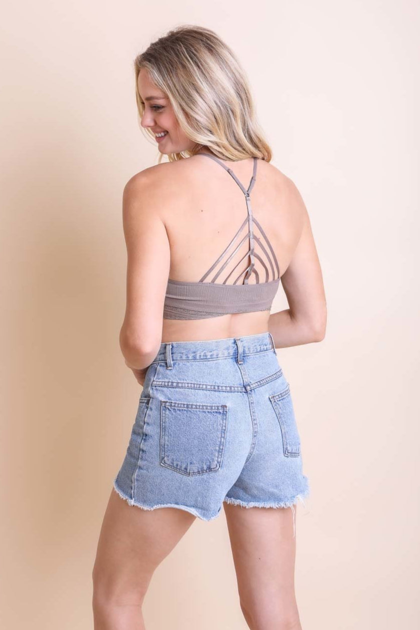 High Neck Crochet Trim Bralette - NeoKira Unlimited