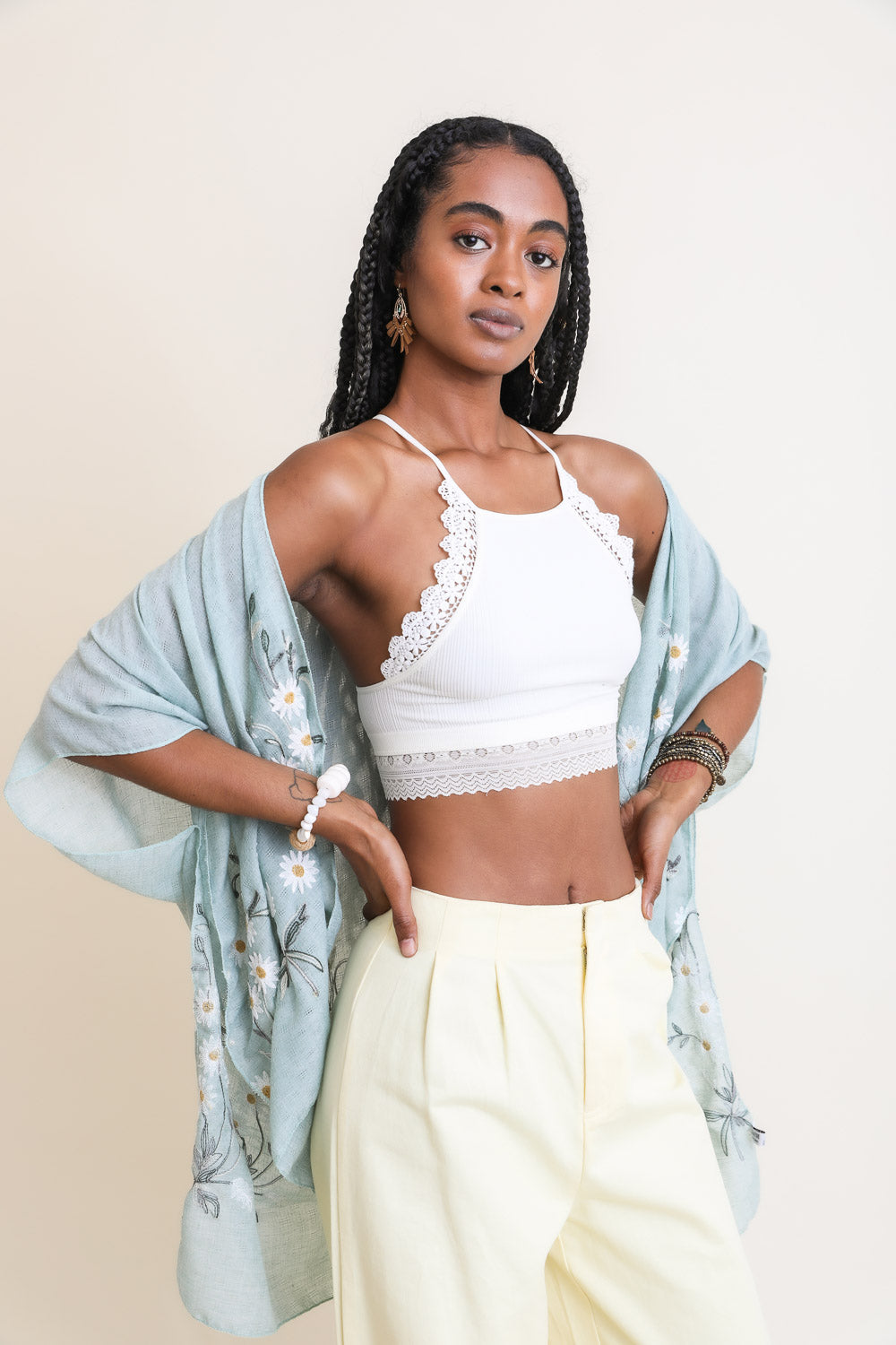 High Neck Crochet Trim Bralette - NeoKira Unlimited