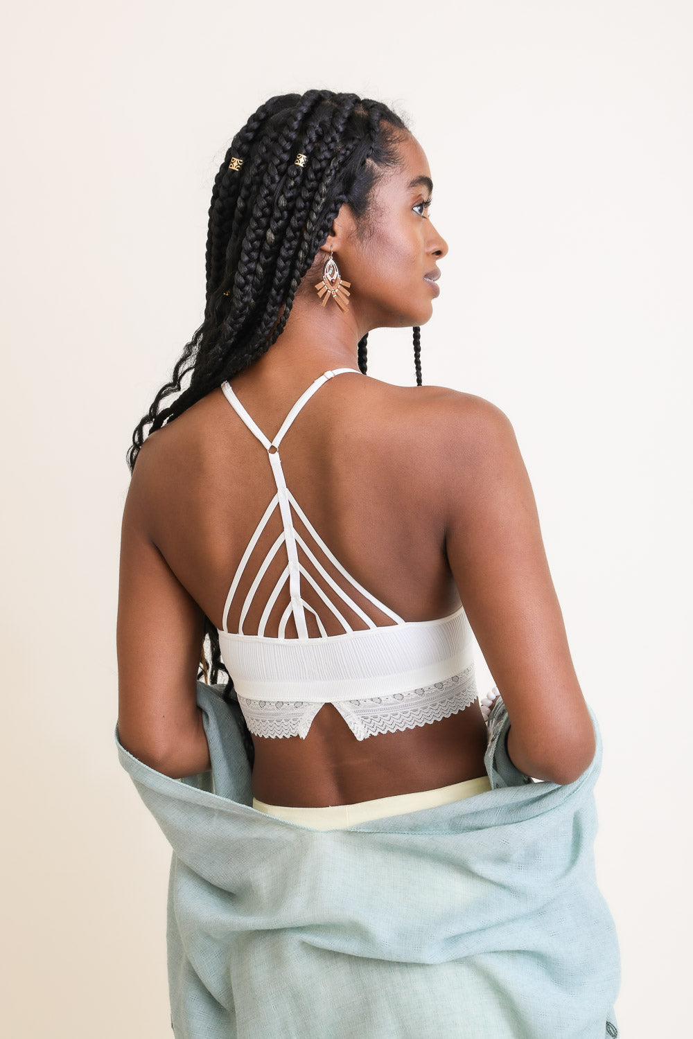 High Neck Crochet Trim Bralette - NeoKira Unlimited
