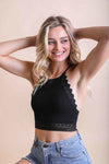 High Neck Crochet Trim Bralette Bralette Leto Collection Small Black 