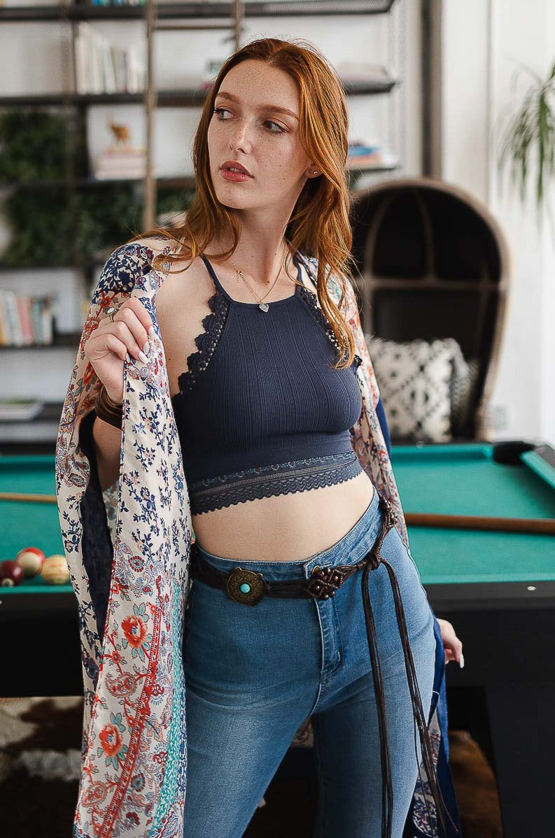 High Neck Crochet Trim Bralette - NeoKira Unlimited