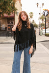 High Neck Poncho Ponchos Leto Collection Black  