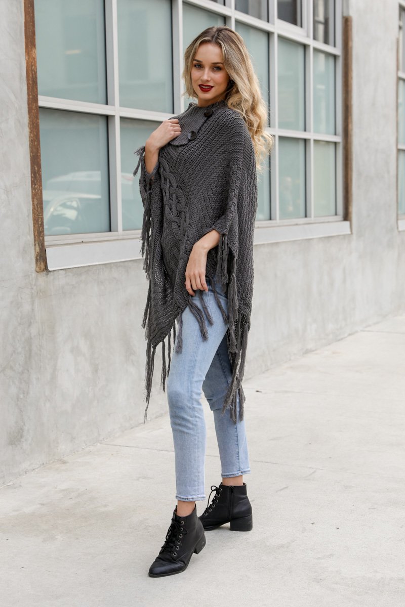 High Neck Poncho Ponchos Leto Collection   