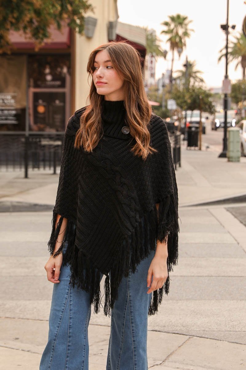 High Neck Poncho Ponchos Leto Collection   