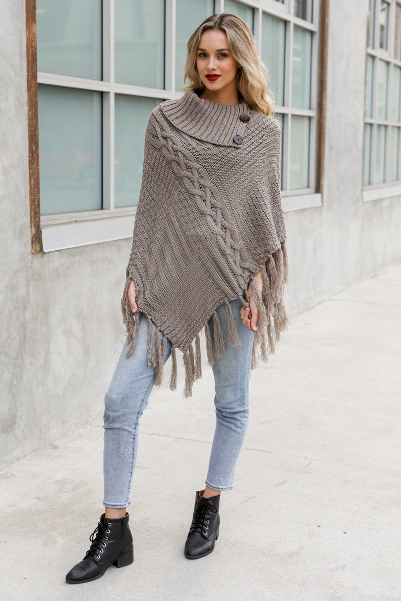 High Neck Poncho Ponchos Leto Collection   