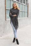 High Neck Poncho Ponchos Leto Collection Gray  