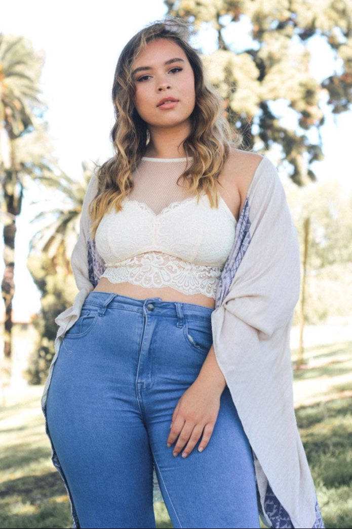 High Neck Netted Lace Bralette Plus - NeoKira Unlimited