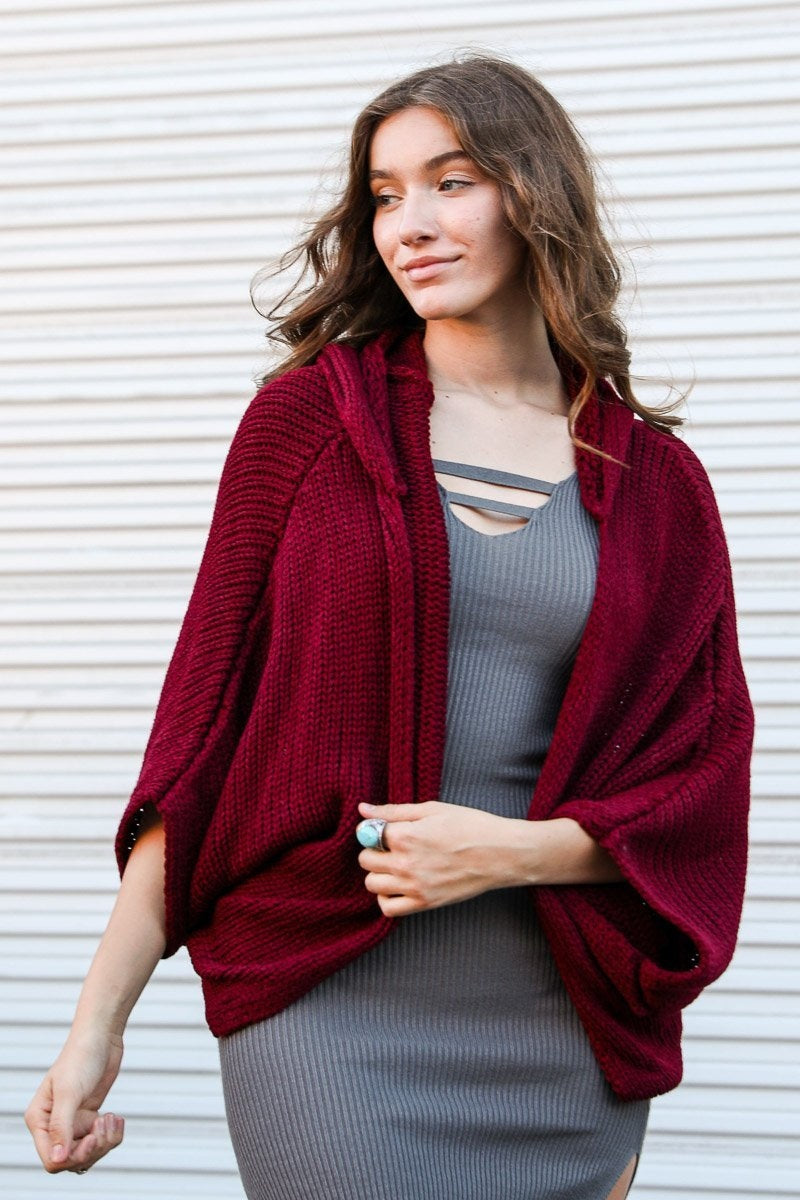 Hooded Rib Knit Cardigan - NeoKira Unlimited
