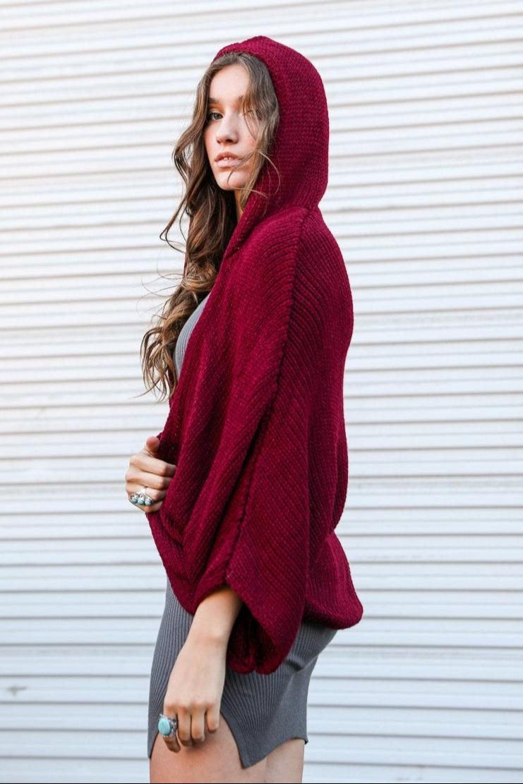 Hooded Rib Knit Cardigan - NeoKira Unlimited