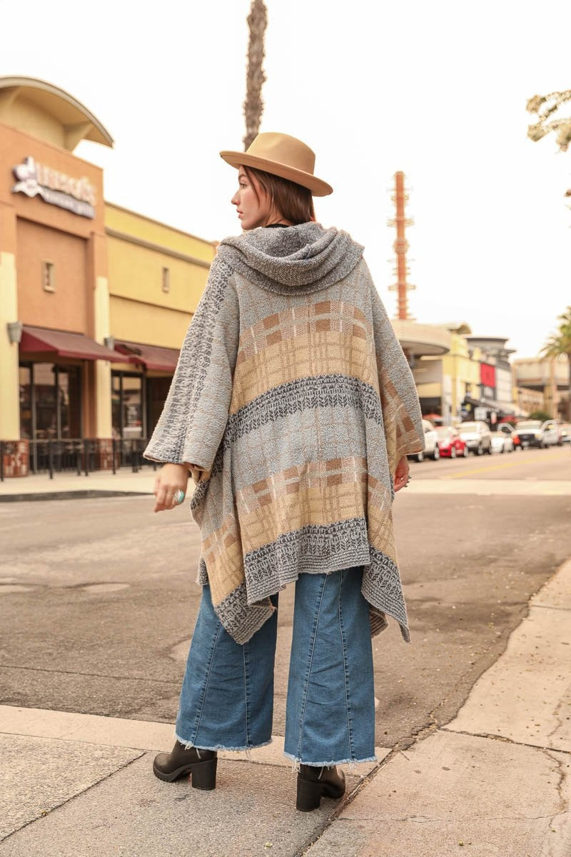 Hooded Tartan Ruana Ponchos Leto Collection   