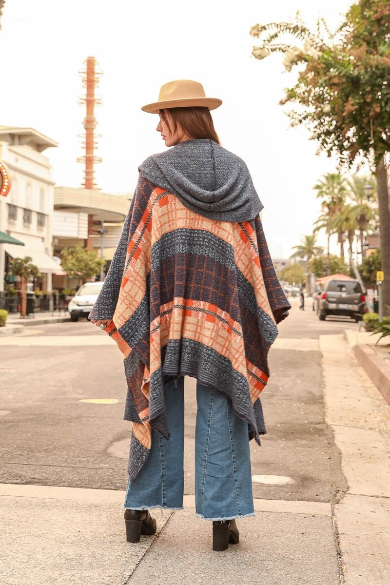 Hooded Tartan Ruana Ponchos Leto Collection   