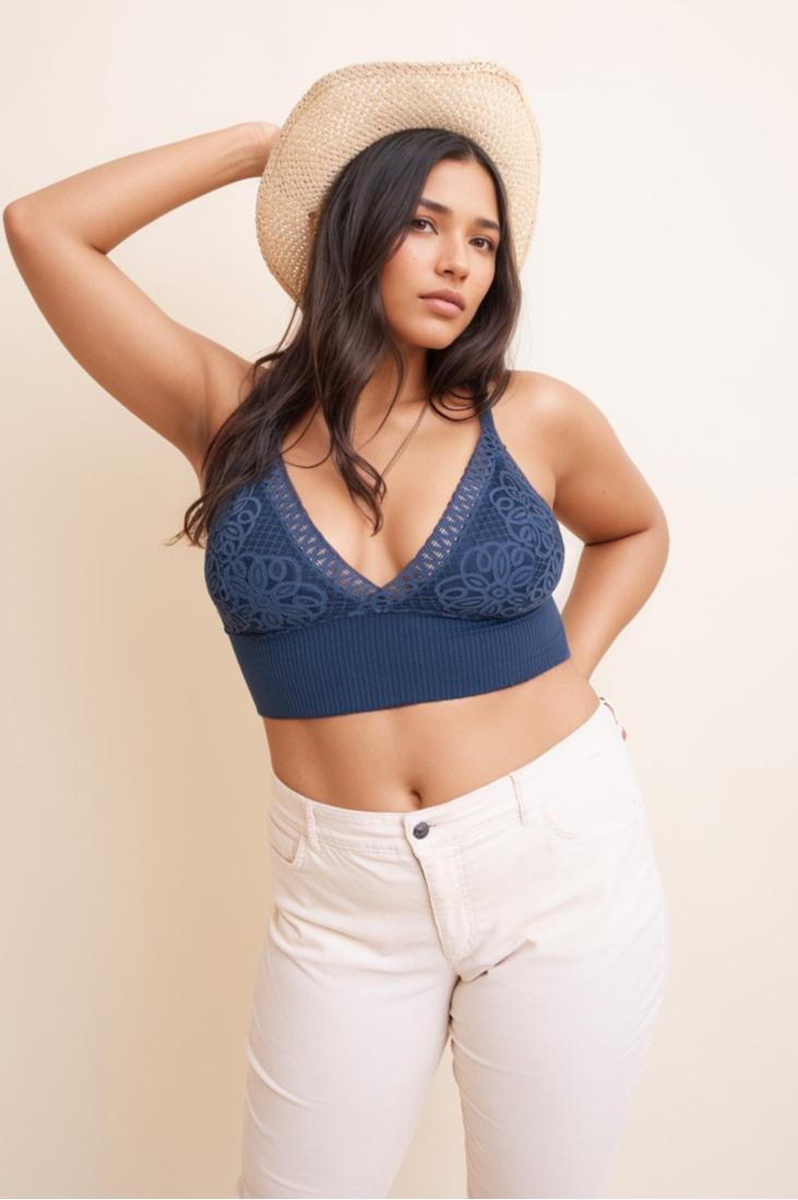 Curvy Waistband Loop Lace Brami – Elegant Plus Size Lace Detail - NeoKira Unlimited